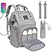 Baby Wickelrucksack Wickeltasche, Multifunktional Große Kapazität Babytasche Reisetasche für Unterwegs, Grau