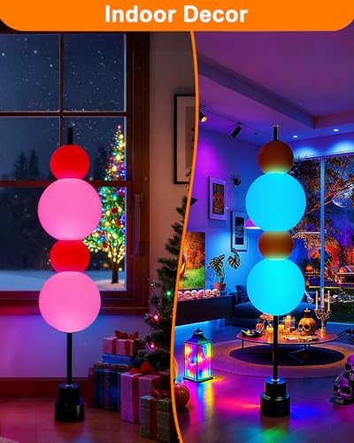 Image of Lightdot RGB& 3000K Floor Lamp with Touch Control, Dimmable Colors Temperature, Globe Modern Floor Lamp with Smart Bulb Included, Orange Standing Lamps for Living Room /Sofa Beside /Corner Decor