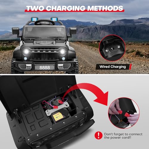 Teoayeah AHL011-BLACK Kids Ride On Truck Car 12V, Battery Powered Electric Vehicle W/2X35W Motors, Remote Control, Big Wheels thumb #3