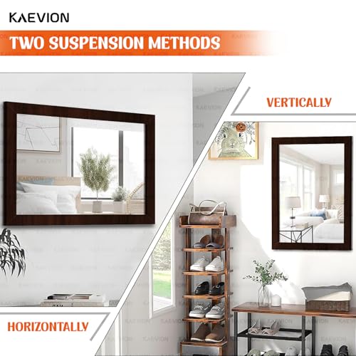 Image of Wall Hanging 2ft Brown Water Proof PVC Framed Wall Mirror for Bedroom or Bathroom |Home Decor Wall Mounted Wash Room Mirror for Wall Bedroom Living-Room Vanity Farmhouse