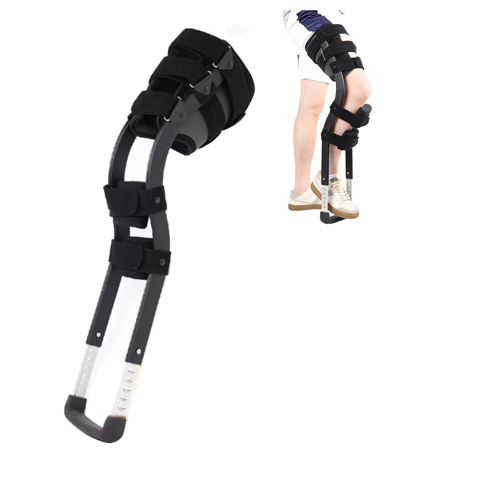 Sulqing Black Hands Free Crutch For Adults,Adjustable Height Single Leg Telescopic Walker,Pain Free Knee Crutch, Anti-Slip Knee Alternative To Crutches