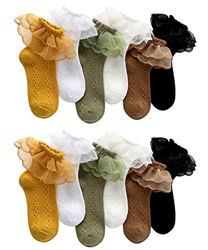 Toptim Kids Girls' Transparent Frilly Ruffle Crew Socks Little Girl Dance Dress Sock