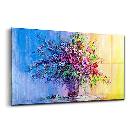 Peinture murale en verre Wallfluent Fleurs dans un vase 120x60cm pour décoration d'intérieur