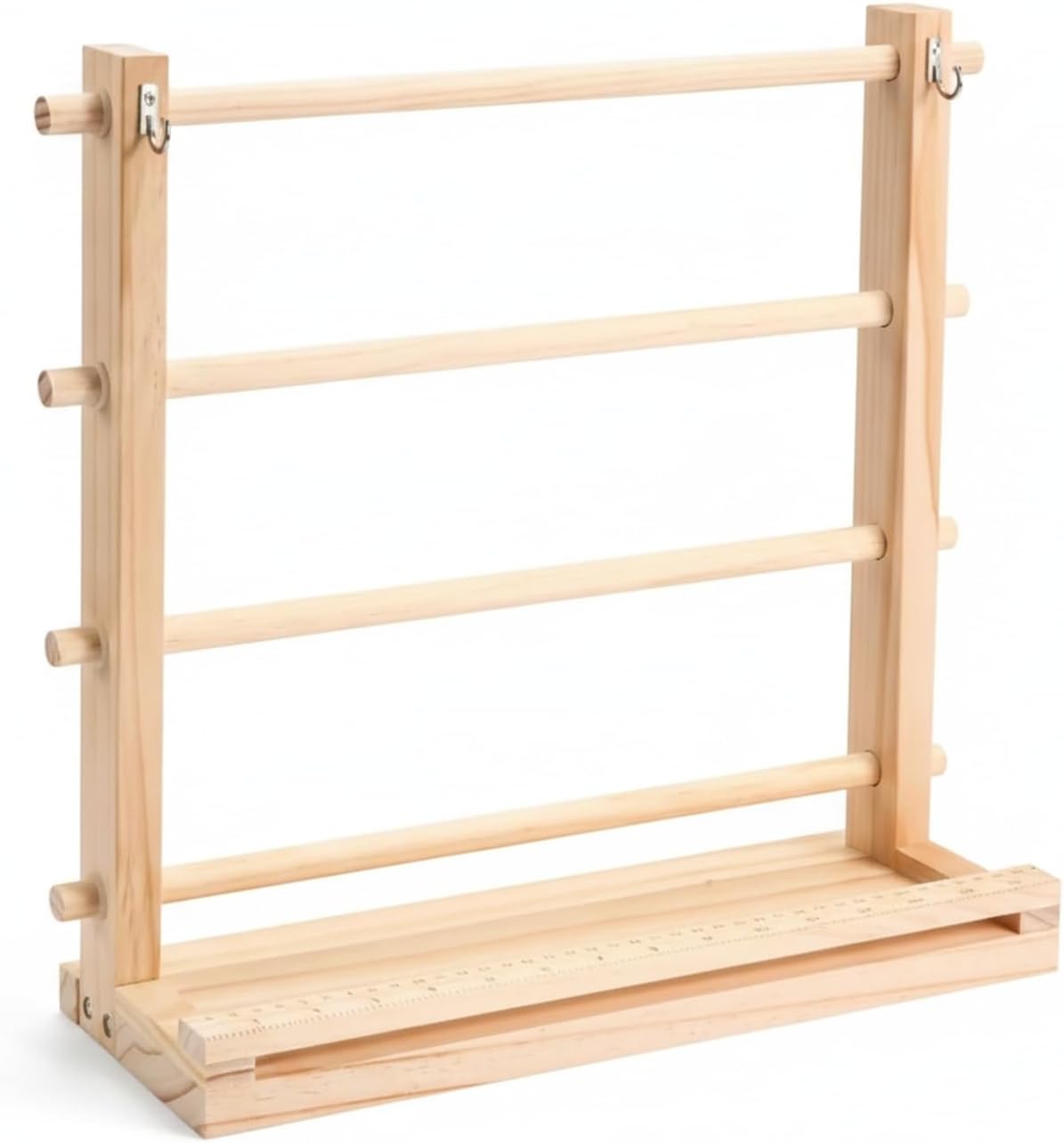 Solid Wood 4-Tier Ribbon Spool Rack, Vertical Craft Organizer for Sewing & Gift Wrapping Storage