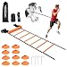Yissvic Koordinationsleiter Trainingsleiter 6m Leiter Sport mit Widerstandsschirm und 10 Sportkegel Tragetasche Orange