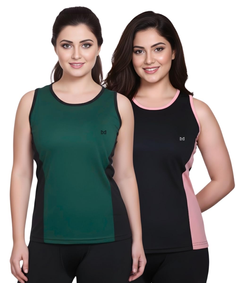 Women's Plus Size Polyester Sports Tank Tops Combo Anti Odor Tshirt Running Workout Sport Regular T-Shirt Dryfit Top for Girls Cycling Gym Sleeveless Outfit Comfort Fit for Woman-image-33