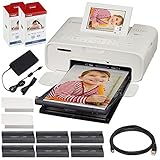 Canon SELPHY CP1300 Compact Photo Printer (White) with WiFi & 2X Canon Color Ink and Paper Set