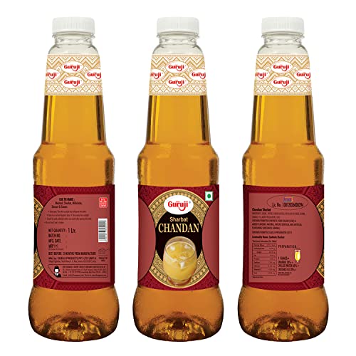 Image of Shree Guruji Kesaria Thandai & Chandan Sharbat Combo Pack Milk Beverage Instant Refreshing Drink for Summer Dry Fruit Syrup Sharbat (1 Litre)