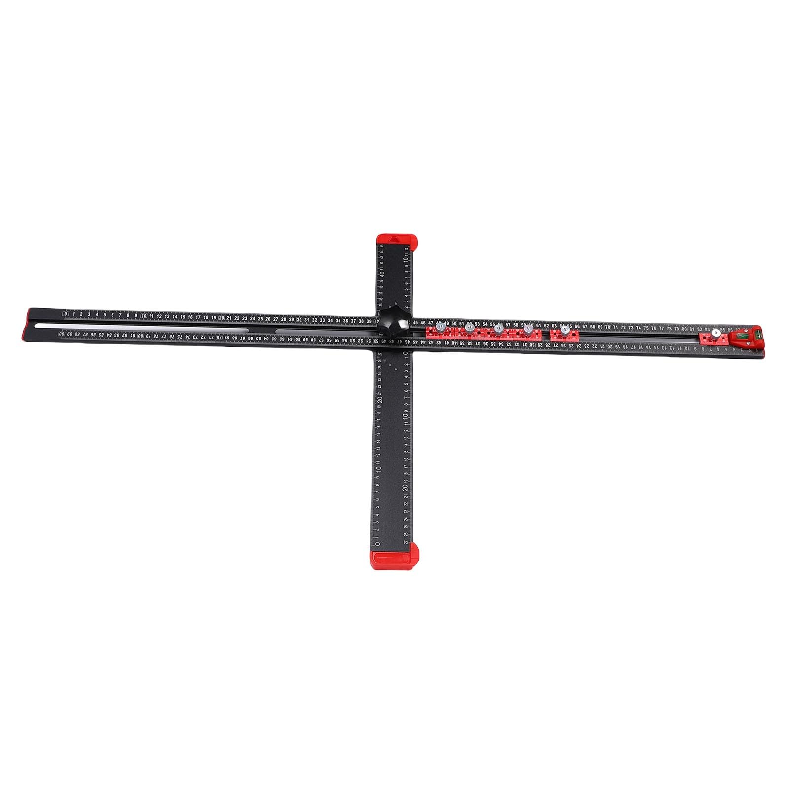 Fafeicy Regla de Posicionamiento de Perforación de 90 Cm con 2 Niveles de Burbuja 6 Controles Deslizantes Perilla de ABS Regla de Medición de Marcado Multiángulo Ajustable en Forma de T