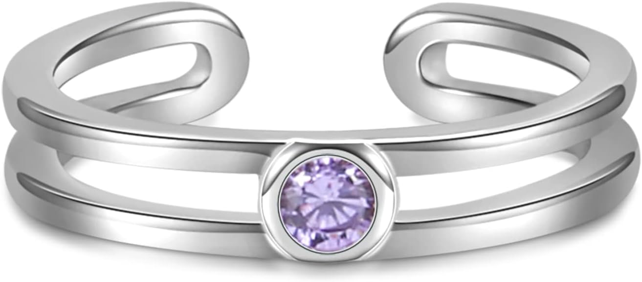 Sariel Sterling Silver Toe Rings for Women - Birthstone Toe Ring Adjustable Minimalist Jewelry for Summer Vacation Beach