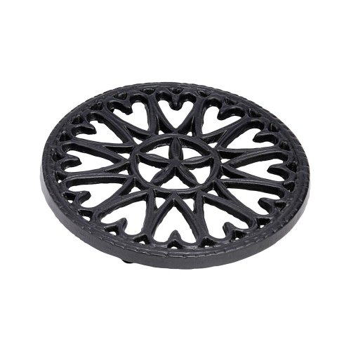 Minuteman International Achla Designs Sunburst Cast Iron Trivet, Blue Black Salvamanteles de Hierro Fundido para Estufa de leña, Azul y Negro, 7" Diameter