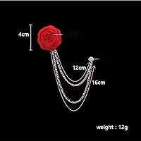 Vista 6 de Broches de moda para novios, bodas, arte de tela, hecho a mano, broche de flor de rosa, pin de solapa, insignia, cadena de borla, accesorios