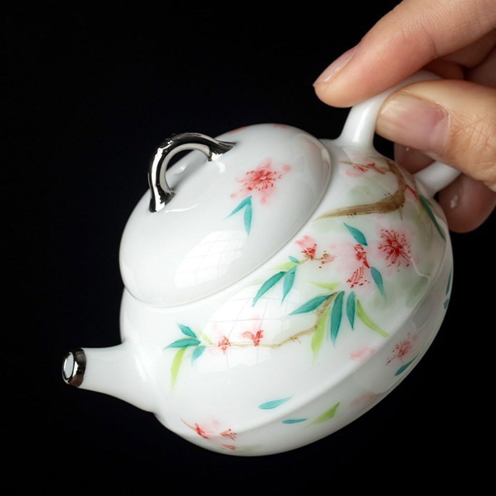 Ceramic Teapot Ceramic Hand-painted Peach Blossom Teapot, Household Kung Fu Tea Set Teapot, Single Teapot With Filter Tea Pot Ceramic