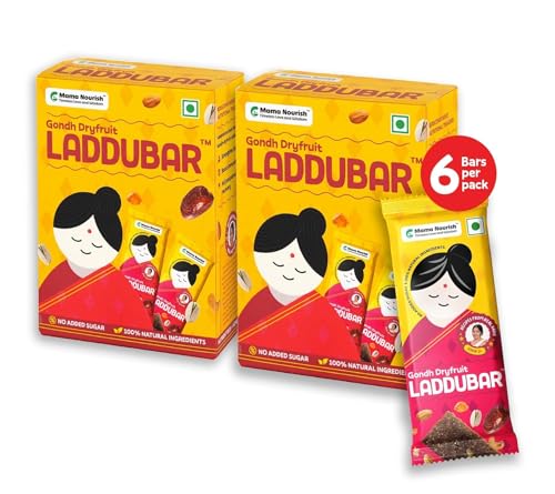 Image of LADDUBAR - Gond Dryfruit Laddubar by Mamanourish (Pack of 12 x 35 g) | as Seen on Shark Tank | Gond, Cow Ghee, Dates and Dry Fruits | Postpartum Dry Fruit Bar | Gondh Laddu for Everyone