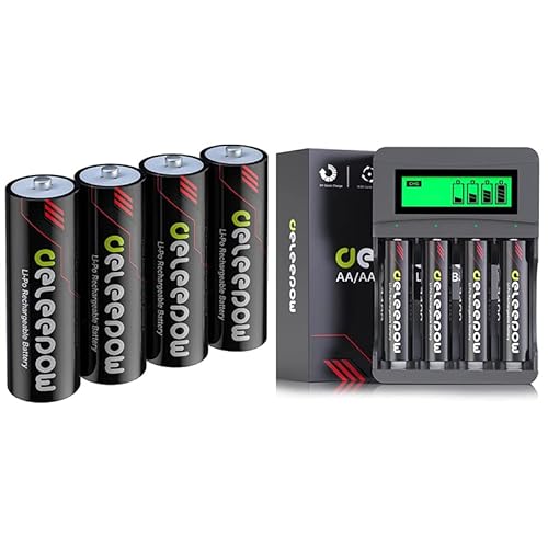 Deleepow Rechargeable Aa Batteries 3400Mwh 1.5V Aa Lithium Rechargeable Batteries 8-Pack 1500 Cycle With Lcd Charger #TOP10
