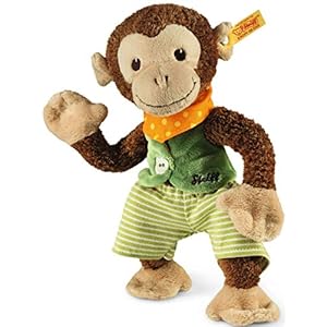 Steiff 240195 Original stuffed animal, stuffed animal approx. 25 cm, cuddly toy AFFE in beige and brown, for babies from birth