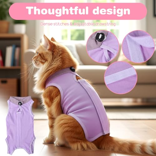 Elegaperma 2 Stück Weich Kastrationsbody Katze, Katzenbody Nach Op, Professioneller Body Katze Nach Op mit Bauchschutz, Katzen Anzug für Operationen wie Kastrationen, Wundversorgung (Größe M, Rosa)