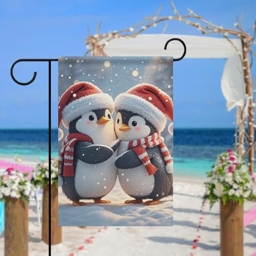 Embracing Penguins Garden Flag for Outdoorr 12x18 Inch Spring Summer