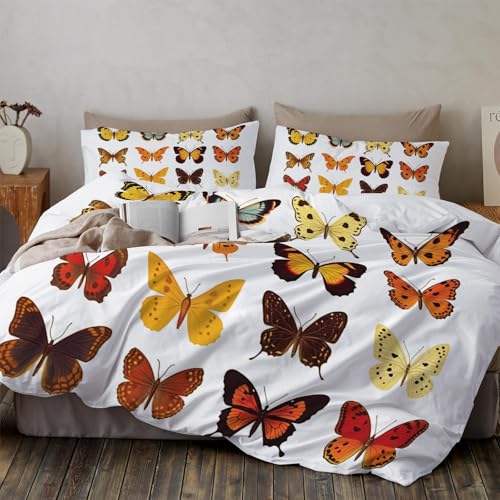 Housse de couette papillon animaux colorés et ludiques parure de lit double face 3D