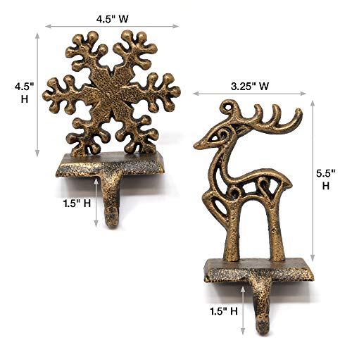 Gift Boutique Christmas Stocking Holder Set Of 2 Metal Reindeer And Snowflake Stockings Hanger Hook Mantle Or Fireplace Decor Vintage Decorations #TOP3