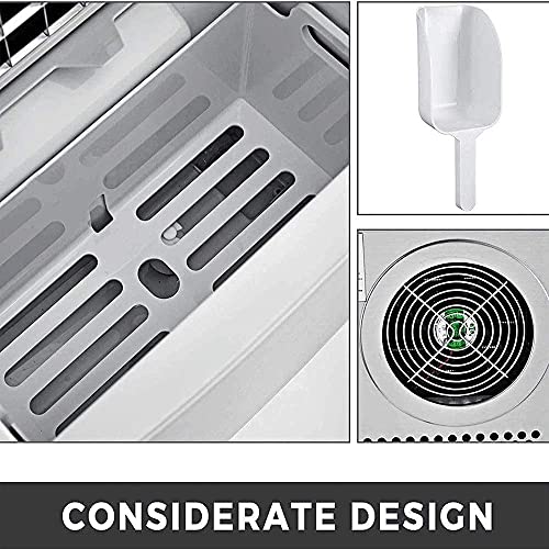 Fabricadora de Hielo de Acero Inoxidable para Encimera, Ciclo de Fabricación de Hielo de 13 a 25 Minutos, Capacidad de 40 lb (18 kg)/24 h para Cocina y Bares miniatura 6