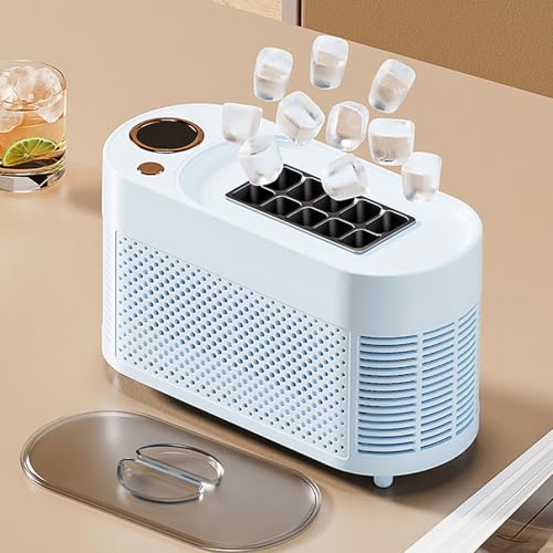 Mini fabricadora de hielo portátil azul 10 cubos 15 min miniatura 3