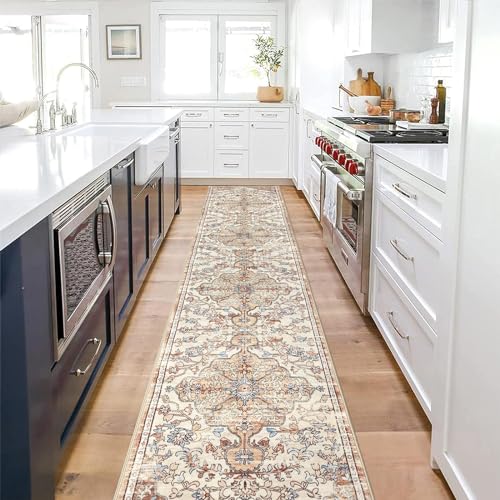 Pauwer Boho Hallway Runner Rug 2x10 Washable Entryway Area Rugs Non Slip Farmhouse Vintage Floor Mat Carpet Runner for Hallways Laundry Room Kitchen Bathroom Bedroom