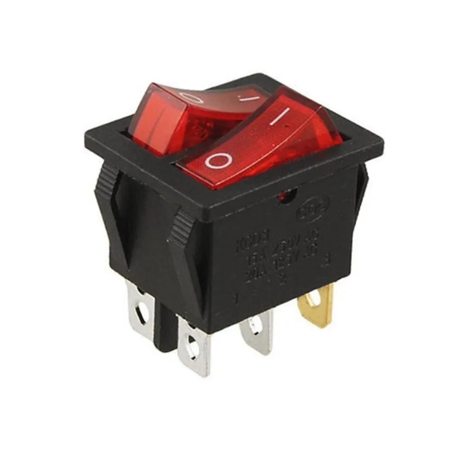 AARTERZZA 5pcs AC 15A/250V 20A/125V Double Red Light 6 Pin SPST ON/Off 2 Way Boat Rocker Switch