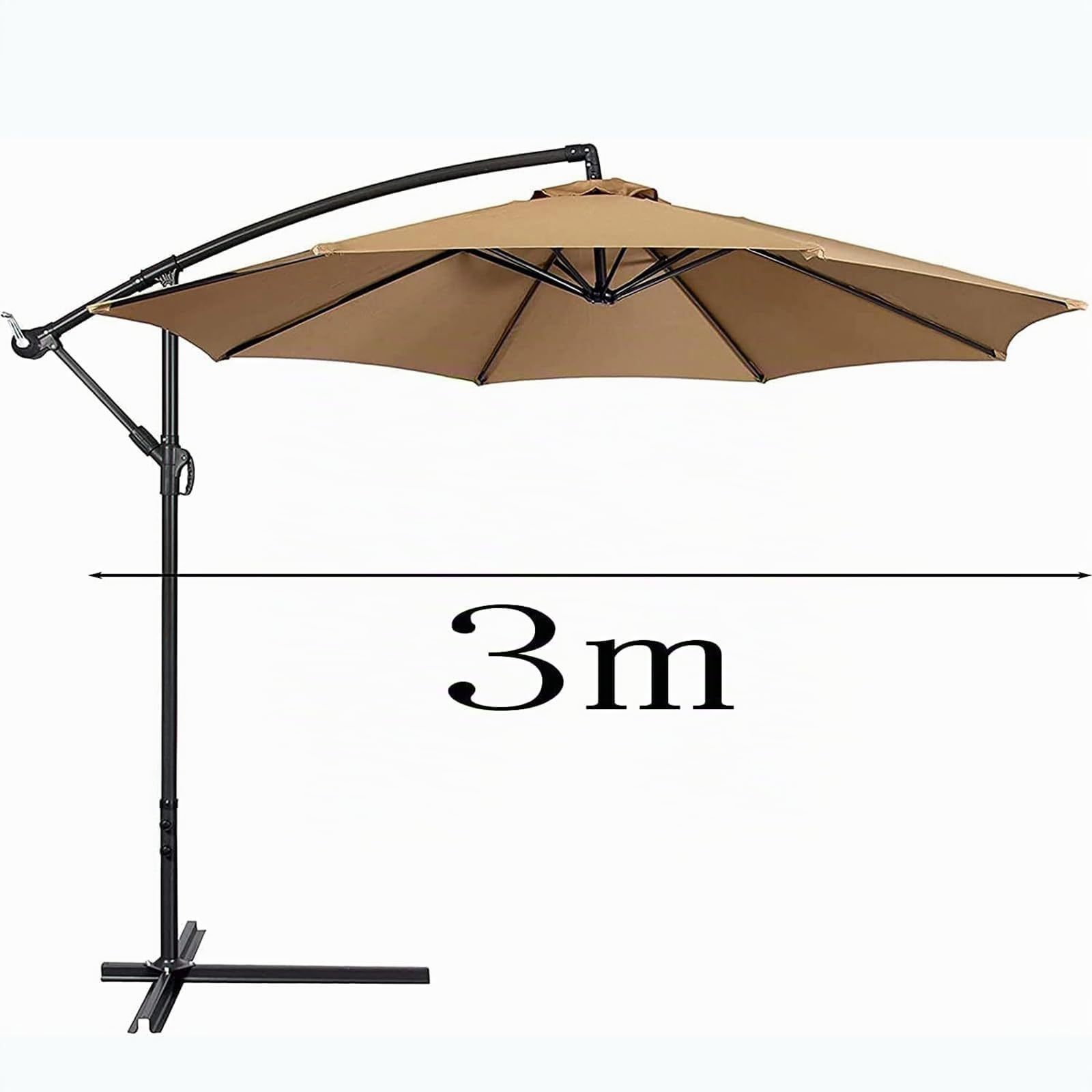 Toile de Rechange Parasol de Jardin Exterieur Deporte 3x3 Polyester imperméable 8 Bras Dessus Parapluie Remplacement