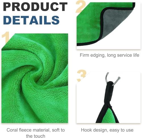 Image of Auto Hub Heavy Microfiber Cloth for Car Cleaning and Detailing, Double Sided, Extra Thick Plush Microfiber Towel Lint-Free, 800 GSM (Size 40cm x 40cm) /Pack of 5, Color: Green