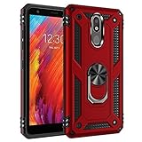 Yerebel LG Aristo 4 Plus case,LG Neon Plus/Tribute Royal/Escape Plus/Arena 2/Journey LTE Phone Case, [Metal Ring][Magnetic Support] Defender Heavy Duty Armor Cover for LG Aristo 4 Plus (red)