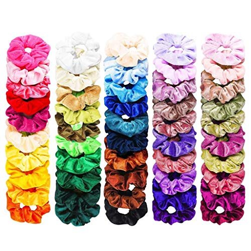Worsworthy - 40 gomas elásticas de terciopelo para el pelo, suaves accesorios para el cabello, para mujeres y niñas 50Pcs