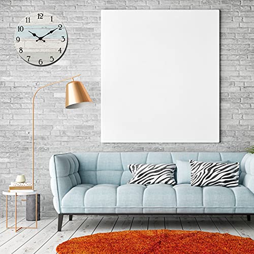 Silent Non-Ticking Wooden Decorative Round Wall Clock Quality Quartz Battery Operated Wall Clocks Vintage Rustic Country Tuscan Style Wooden Home Decor Round Wall Clock (12Inch, Coastal Worn Blue ) #TOP3