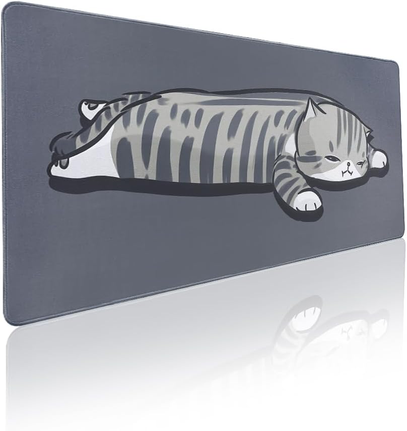 YUNZII Keynovo Gaming Mouse Pad, Large Mouse Pad, Non-Slip 4mm Laptop Gaming Desk Pad,Waterproof Desk Pad, Office and Home (Lay Cat, 35.4"x15.7")