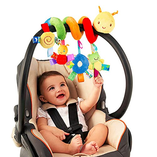 Tempaky Brinquedos de chocalhos pendurados para berço de bebê, brinquedo de carrinho de bebê em espi