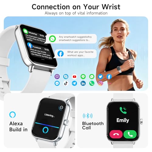 Image of Smart Watch for Women Men,1.85 inch AMOLED Touchscreen for Android & iPhone Alexa Built-in Bluetooth Calls,Fitness Watch 110+ Sport Modes Heart Rate /Sp02 /Sleep /Calories Monitor IP68 Waterproof