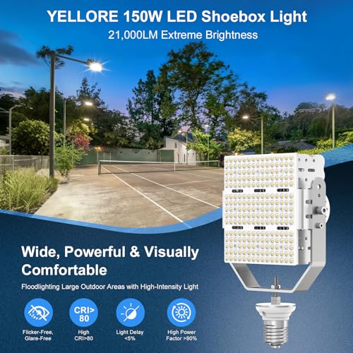 LED Retrofit Kit for Parking Lot Light, 150W 21750LM 100-277V ETL Commercial LED Shoebox Light Replacement, 5000K Daylight E39 Mogul Base LED Shoebox Retrofit Kit for Outdoor Flood Light, Tennis Court by YELLORE - Image 2