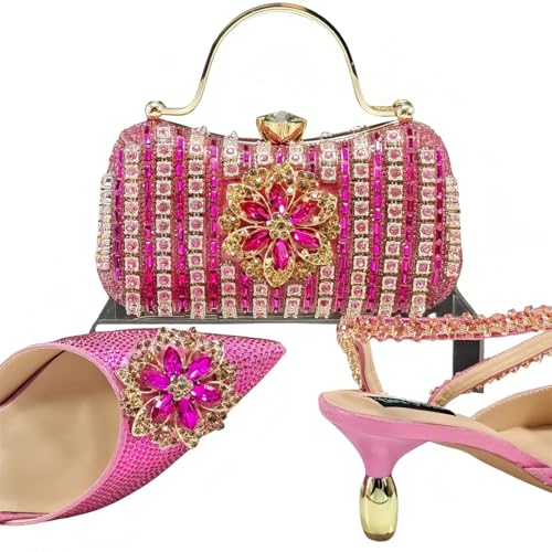 Chaussures et Sac Set Cristal Mode Talon Spike Doré