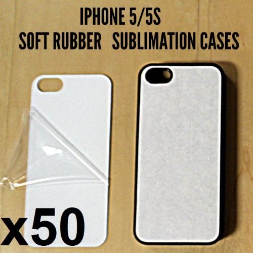 50 Black Blank iPhone 5 / 5S Rubber case Printable for heat and sublimation printing/Personalize/50 cases+50 insert