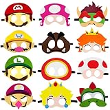 12 Pack Felt Masks Party Supplies for Kids Themed Birthday Party Favors Photo Booth Prop Cartoon Mas
