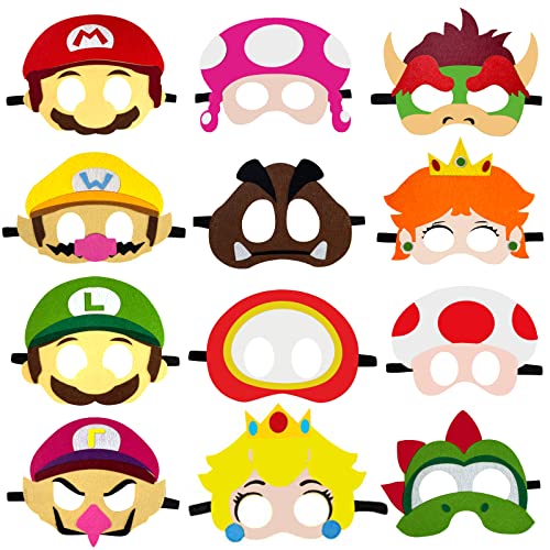 12 Pack Felt Masks Party Supplies For Kids Themed Birthday Party Favors Photo Booth Prop Cartoon Masks Boys Girls Birthday Gift #TOP2