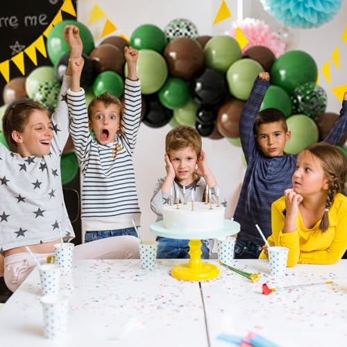 Image of Green and Brown Balloons, 50PCS 12 Inch Camouflage Green Black Brown Ballons, Dark Emerald Green Confetti Balloon for Camping Game Jungle Theme Camo Birthday Army Party Decorations