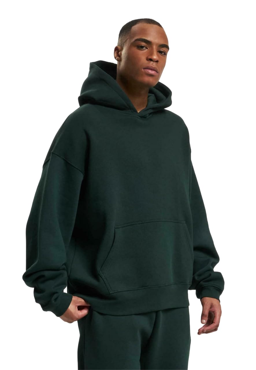 Men’s Stylish & Comfortable Loose Fit Fleece Sweatshirt Hoodie (Bottle Green, Large)