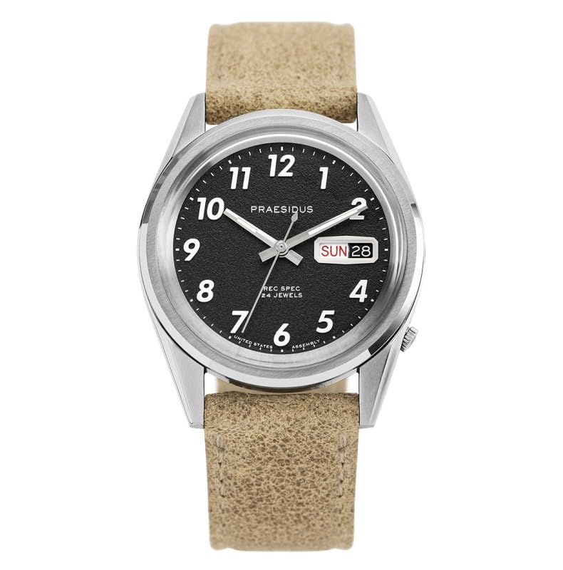 Montre Automatique Homme Praesidus Rec Spec White Popcorn en Acier Noir Ideal pour le Quotidien