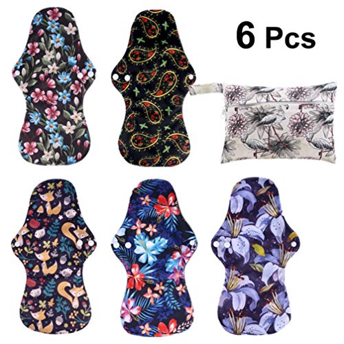 EXCEART 5 Pcs Almofadas SanitÃ¡rias ReutilizÃ¡veis â€‹â€‹CarvÃ£o de Bambu LavÃ¡vel Mama Pano Menstru