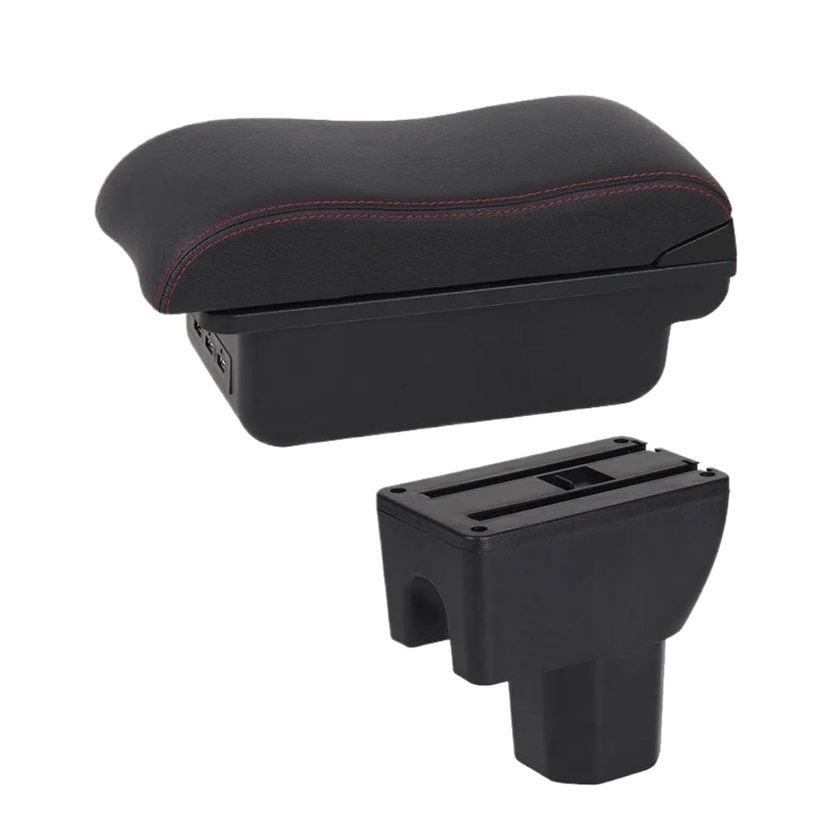 Hguvsjd Armrest Box For Suzuki For IGNIS Armrest Retrofit Parts Interior Details Storage Box Accessories USB Car Armrests(B Black red 3USB)