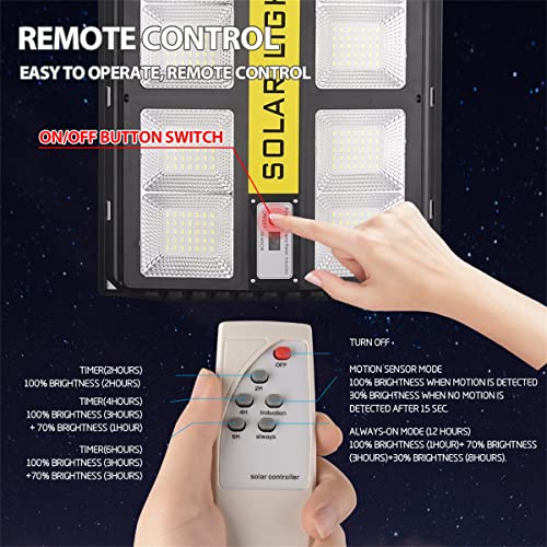 Lampadaire solaire d'extérieur 200W avec 280 LED et télécommande - 6