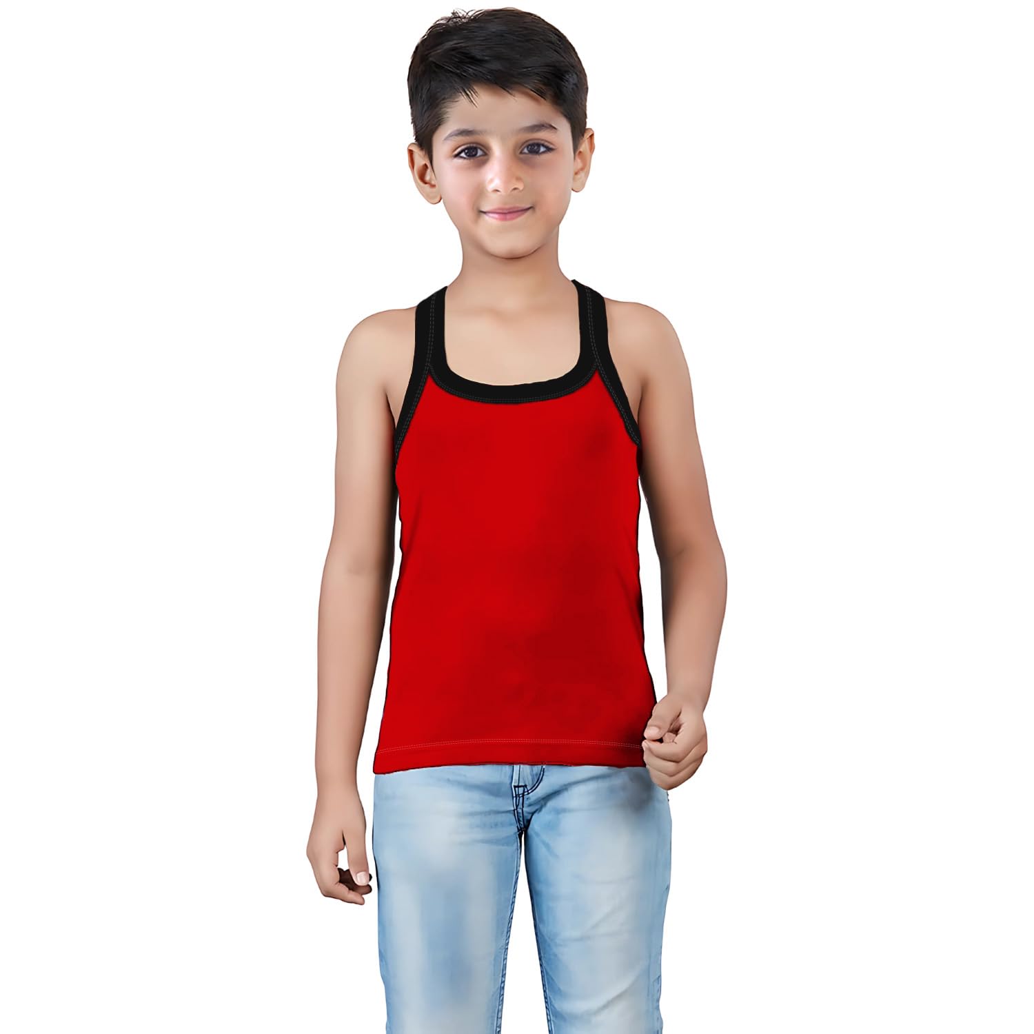 HAP Boys 100% Cotton Multicolor Rib Regular Fit Vest Pack (Pack Of 5)_Size 45 - Image 4 thumbnail