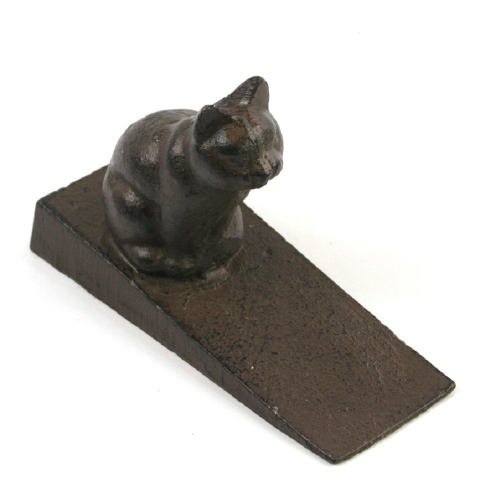 Cat Heavy Cast Iron door stop doorstop Wedge