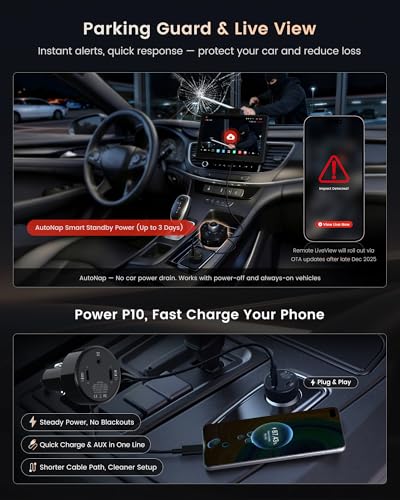 Image of P10 9 inch CarPlay Screen for Car, Wireless CarPlay & Android Auto GPS Navigation, Built-in 4G LTE, Up to 30-Day Parking Monitor, Remote Live View, Dual 1080P Dash Cam, QLED Display, ChatGPT & Gemini AI